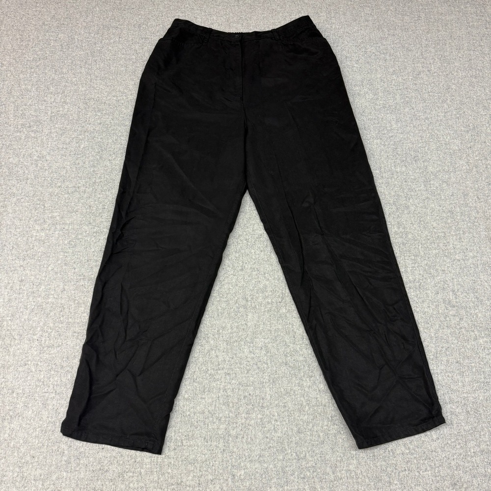 Jones New York Sport Pants 16 Black Tencel Lyocell Elastic Waist Straight Leg
